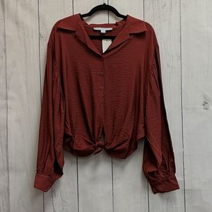 Hyfve Wine Button up with Knot Size Large